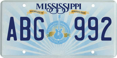MS license plate ABG992