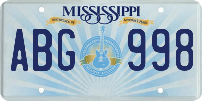 MS license plate ABG998
