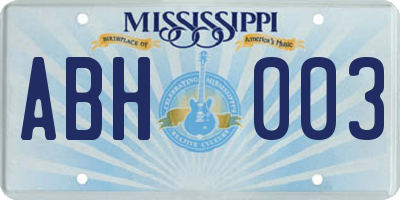 MS license plate ABH003