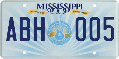 MS license plate ABH005