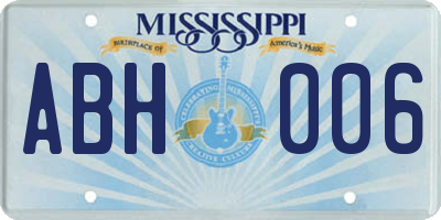 MS license plate ABH006