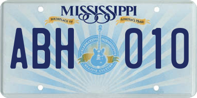 MS license plate ABH010