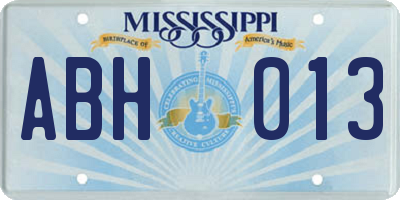 MS license plate ABH013