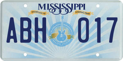 MS license plate ABH017