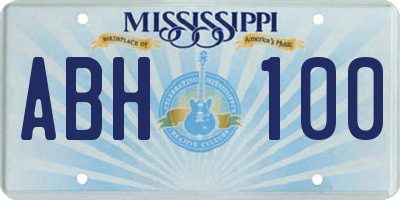 MS license plate ABH100