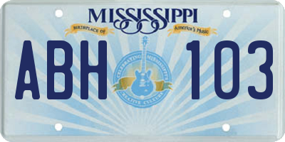 MS license plate ABH103