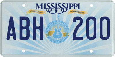 MS license plate ABH200