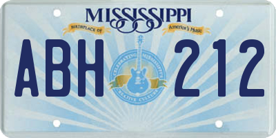 MS license plate ABH212