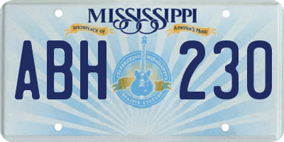 MS license plate ABH230
