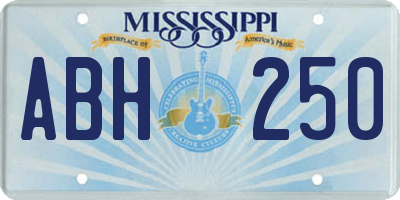 MS license plate ABH250