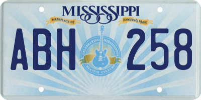 MS license plate ABH258