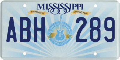 MS license plate ABH289