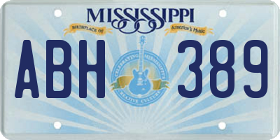MS license plate ABH389