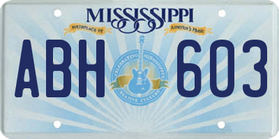 MS license plate ABH603