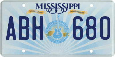 MS license plate ABH680