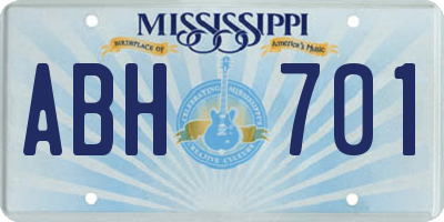 MS license plate ABH701
