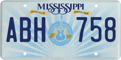 MS license plate ABH758