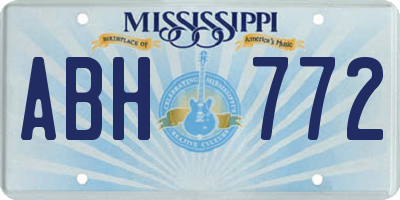 MS license plate ABH772