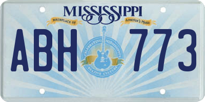 MS license plate ABH773