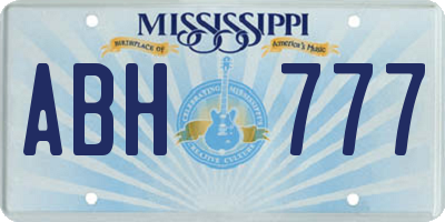 MS license plate ABH777