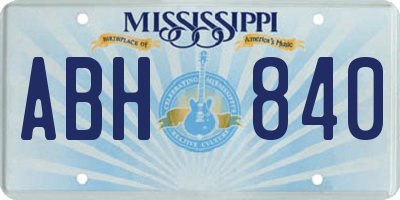 MS license plate ABH840