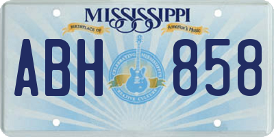 MS license plate ABH858