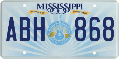 MS license plate ABH868