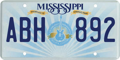 MS license plate ABH892