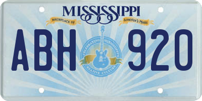 MS license plate ABH920