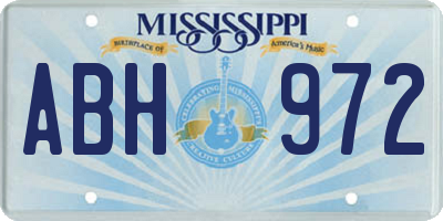 MS license plate ABH972