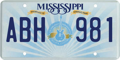 MS license plate ABH981