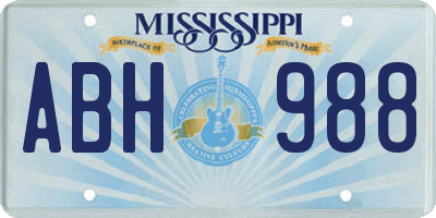 MS license plate ABH988