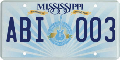 MS license plate ABI003