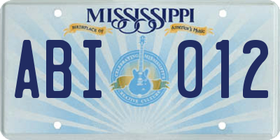 MS license plate ABI012