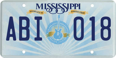 MS license plate ABI018