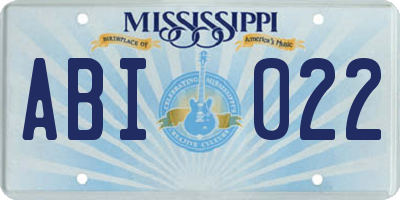 MS license plate ABI022