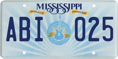 MS license plate ABI025