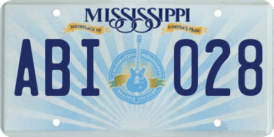 MS license plate ABI028