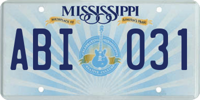 MS license plate ABI031