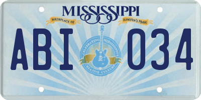 MS license plate ABI034