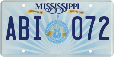 MS license plate ABI072