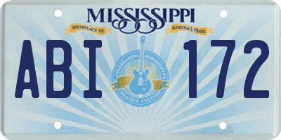 MS license plate ABI172