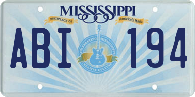 MS license plate ABI194