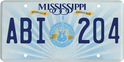 MS license plate ABI204