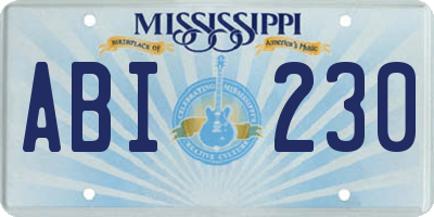 MS license plate ABI230