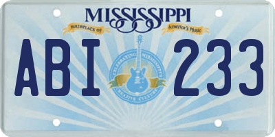 MS license plate ABI233
