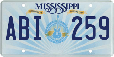 MS license plate ABI259