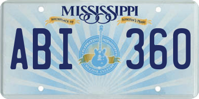 MS license plate ABI360