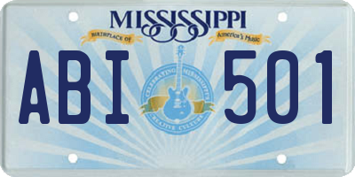 MS license plate ABI501