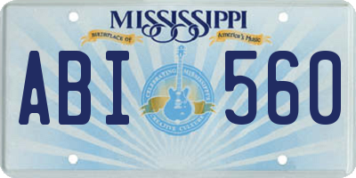 MS license plate ABI560